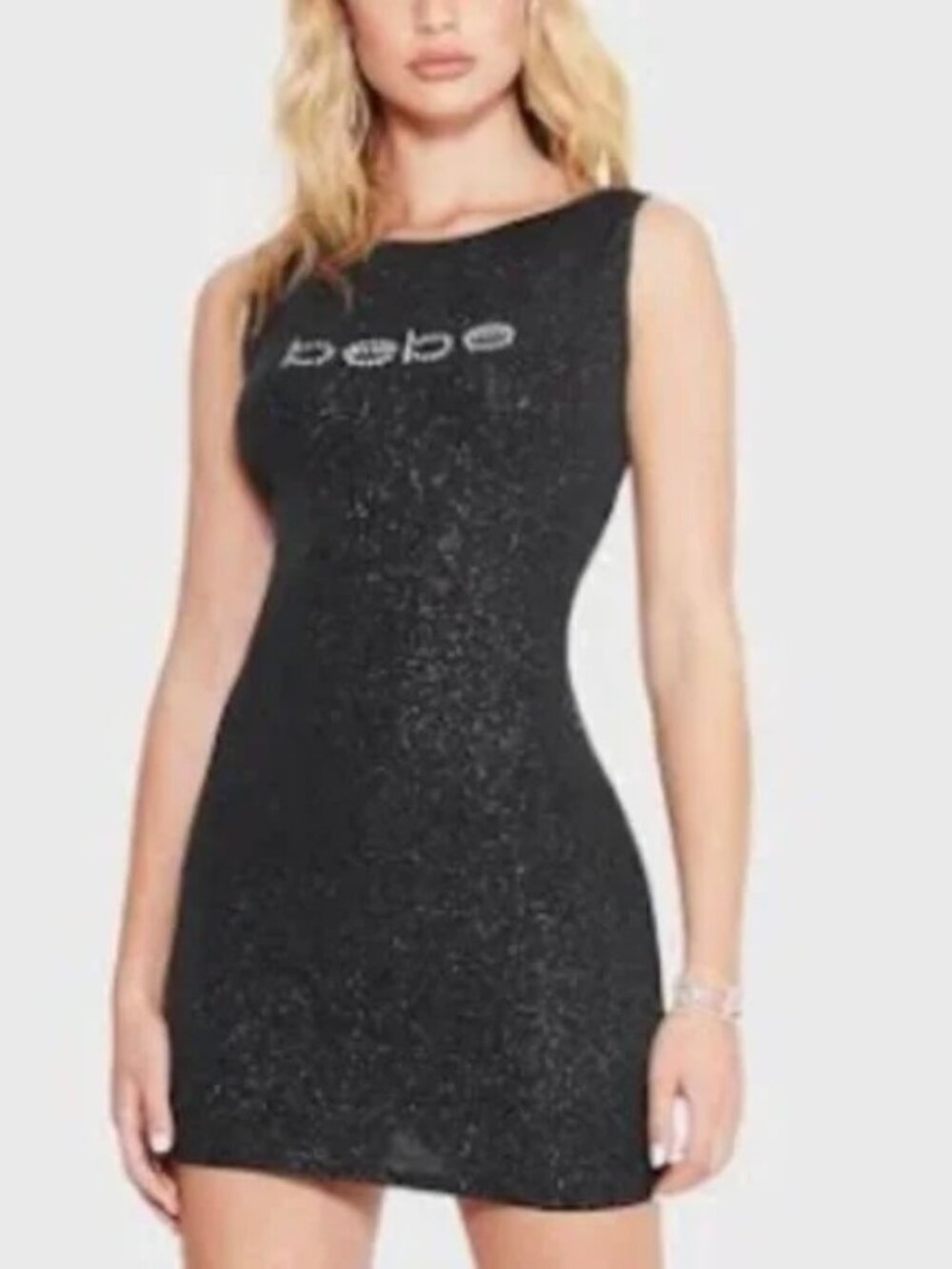 Black Glitter bebe Mini Party Dress